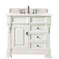 James Martin Vanities Brookfield 36in Single Vanity, Bright White w/ 3 CM Arctic Fall Solid Surface Top 147-V36-BW-3AF